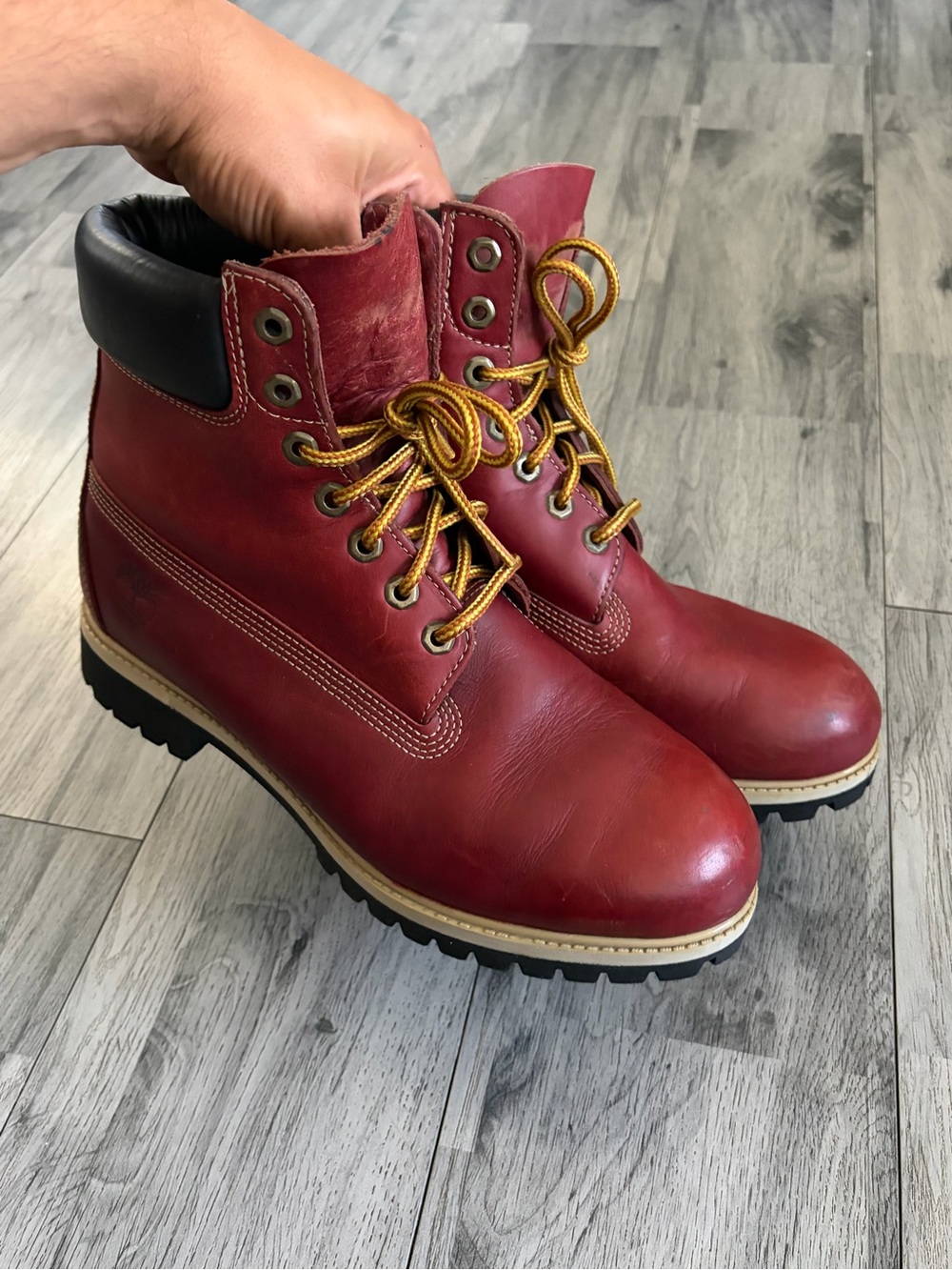 Timberland Classic 6 Inch Premium Burgundy Leather Lace-Up Work Boots